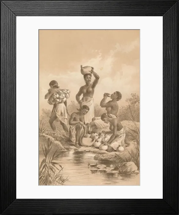 Framed Print : Women Filling Egg Shells and Skins with Water, c1880 Framed Print : Women Filling Egg Shells and Skins with Water, c1880