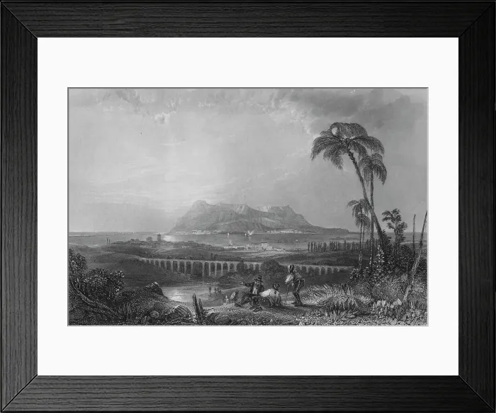 Framed Print : Gibraltar, From Algeziras, 1840. Artist: Joseph Clayton Bentley Framed Print : Gibraltar, From Algeziras, 1840. Artist: Joseph Clayton Bentley