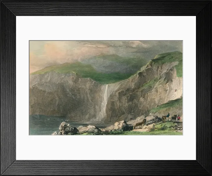 Framed Print : Waterfall & Stone Quarry, Near Boscastle, 1832. Artist: William Alexander Le Petit Framed Print : Waterfall & Stone Quarry, Near Boscastle, 1832. Artist: William Alexander Le Petit