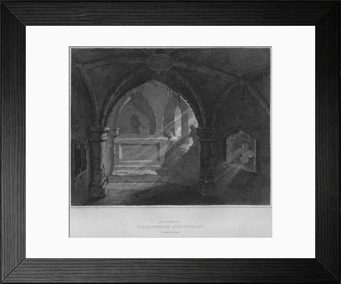Framed Print : The Interior of Warkworth Hermitage, Northumberland, 1814. Artist: John Greig Framed Print : The Interior of Warkworth Hermitage, Northumberland, 1814. Artist: John Greig