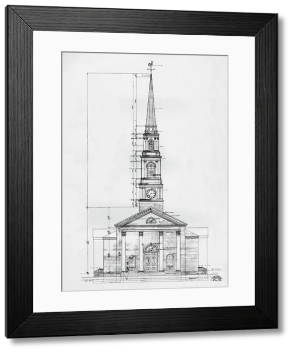 Framed Print : Elevation, the Village Chapel, Pinehurst, North Carolina, 1926