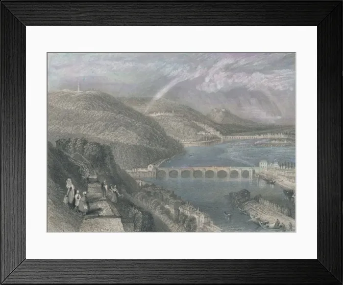 Framed Print : Bridge of St. Cloud from Sevres, 1835. Artist:s Fisher Framed Print : Bridge of St. Cloud from Sevres, 1835. Artist:s Fisher