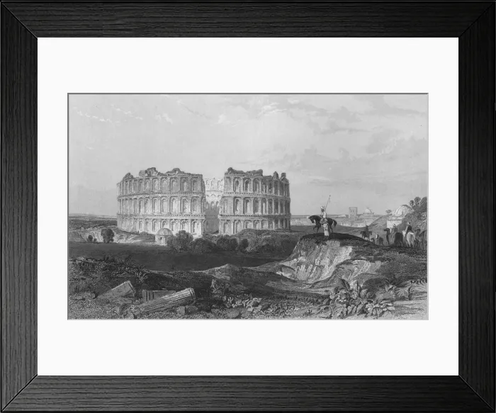 Framed Print : The Amphitheatre of El Jenn, 1841. Artist: John Sands Framed Print : The Amphitheatre of El Jenn, 1841. Artist: John Sands