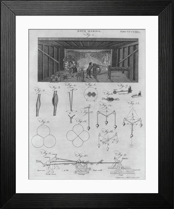 Framed Print : Rope Making, 1797 Framed Print : Rope Making, 1797