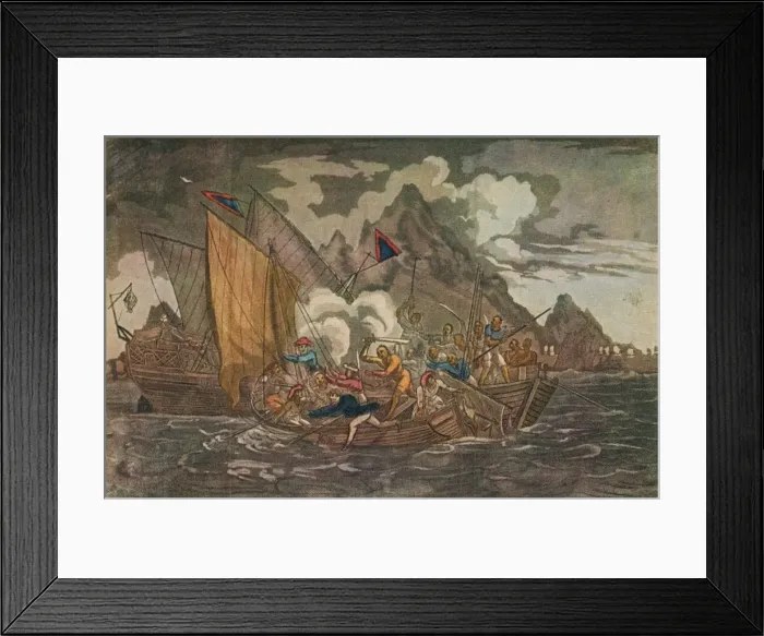 Framed Print : Ships Attacked by Pirates, c1808 Framed Print : Ships Attacked by Pirates, c1808