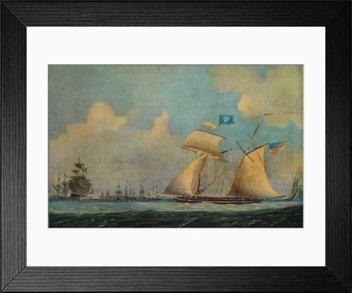 Framed Print : An American privateer schooner and other vessels near a harbour, c1815. Artist: Charles Burton Barber Framed Print : An American privateer schooner and other vessels near a harbour, c1815. Artist: Charles Burton Barber
