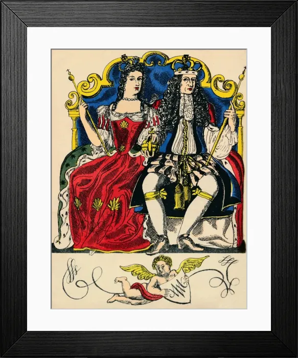 Framed Print : William III and Mary II, King and Queen of Great Britain and Ireland from 1688, (1932). Artist: Rosalind Thornycroft Framed Print : William III and Mary II, King and Queen of Great Britain and Ireland from 1688, (1932). Artist: Rosalind Thornycroft