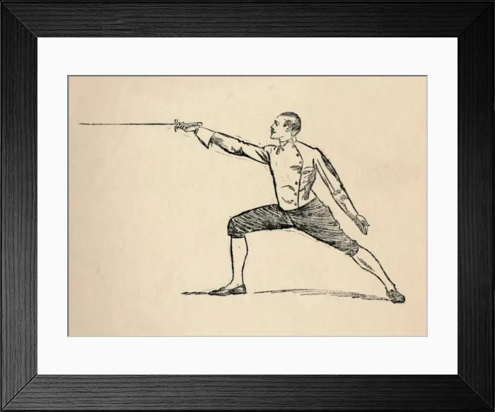 Framed Print : Third Position - Fencing, 1912 Framed Print : Third Position - Fencing, 1912