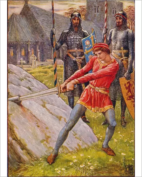 Arthur Draws the Sword from the Stone, 1911. Artist: Walter Crane