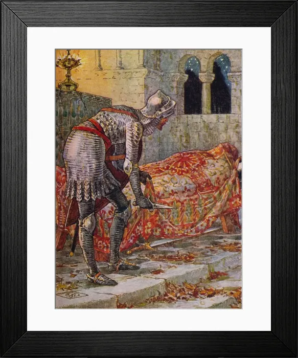 Framed Print : Sir Lancelot in the Chapel Perilous, 1911. Artist: Walter Crane Framed Print : Sir Lancelot in the Chapel Perilous, 1911. Artist: Walter Crane
