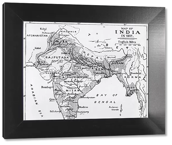 Map of India in 1857, c1912
