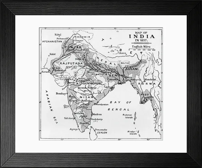 Framed Print : Map of India in 1857, c1912 Framed Print : Map of India in 1857, c1912