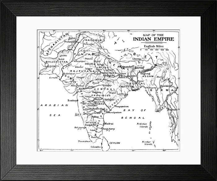 Framed Print : Map of the Indian Empire, c1912 Framed Print : Map of the Indian Empire, c1912