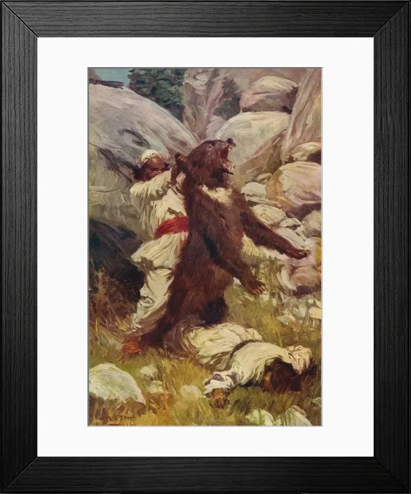 Framed Print : Wrestling with a Bear, c1912 Framed Print : Wrestling with a Bear, c1912