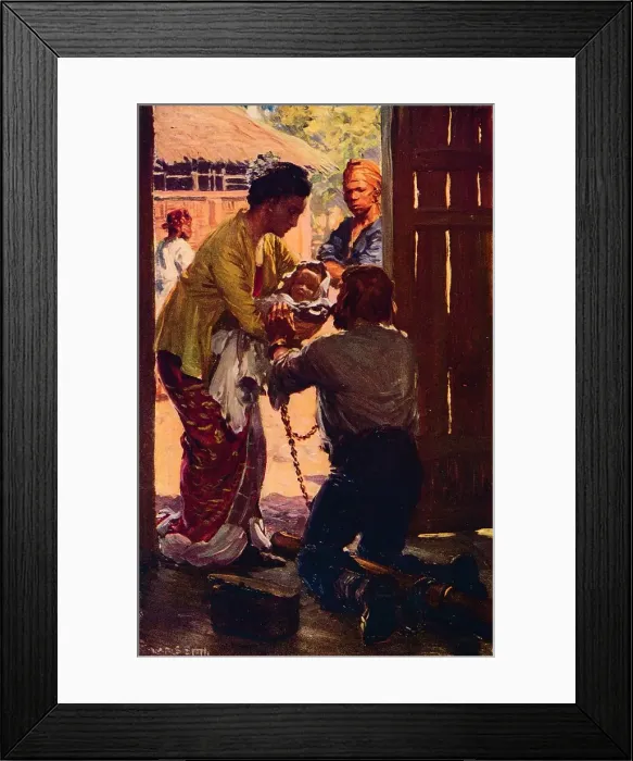 Framed Print : Mrs. Judson Takes Her Child To Her Chained Husband, c1912 Framed Print : Mrs. Judson Takes Her Child To Her Chained Husband, c1912