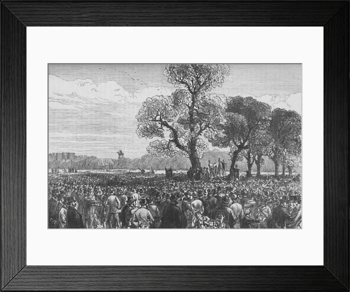 Framed Print : Meeting at the Reformers Tree, Hyde Park, c1890. Artist: CR Framed Print : Meeting at the Reformers Tree, Hyde Park, c1890. Artist: CR