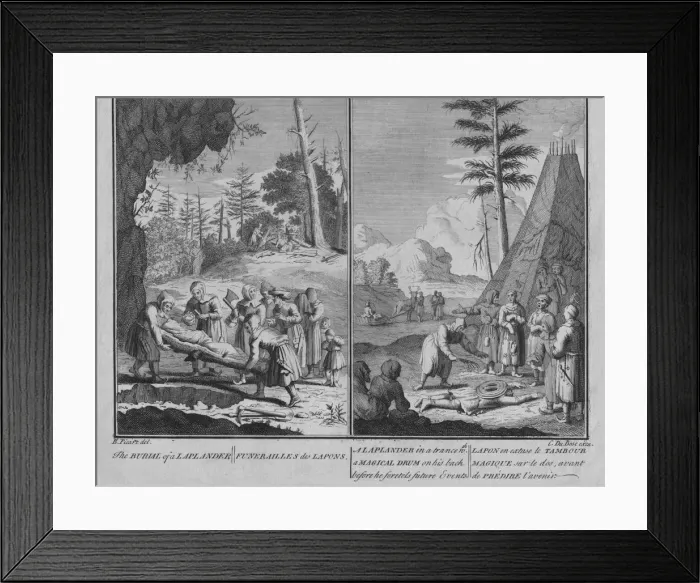 Framed Print : Burial of a Laplander / A Laplander in a trance with a magical drum on his back before he forete Artist: Claude Dubosc Framed Print : Burial of a Laplander / A Laplander in a trance with a magical drum on his back before he forete Artist: Claude Dubosc