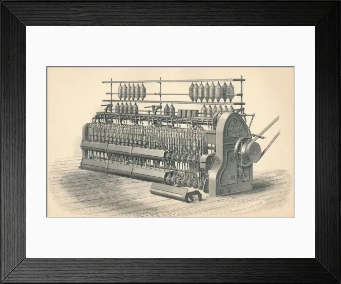 Framed Print : Finishing Roving Frame, by Platt, Brothers & Co. Oldham, 1874. Artist: GB Smith Framed Print : Finishing Roving Frame, by Platt, Brothers & Co. Oldham, 1874. Artist: GB Smith