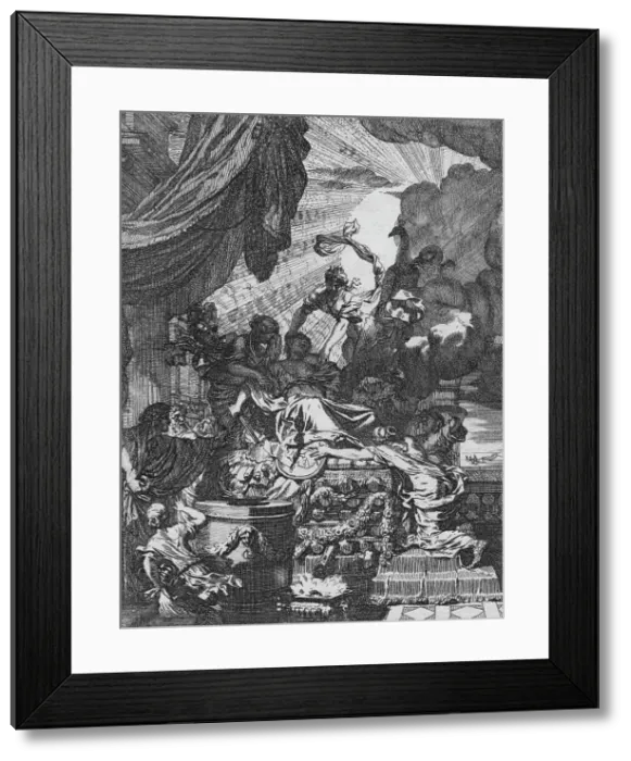 Framed Print : Dus deerlyk fneuvelde Kartagoos koningin?, 1668. Artist: Gerard de Lairesse Framed Print : Dus deerlyk fneuvelde Kartagoos koningin?, 1668. Artist: Gerard de Lairesse