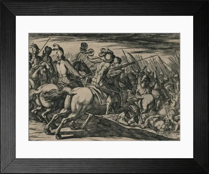 Framed Print : Los 200 cavalleros companeros de los siete Infantes, cercados de la muchedumbre de los Moros Framed Print : Los 200 cavalleros companeros de los siete Infantes, cercados de la muchedumbre de los Moros