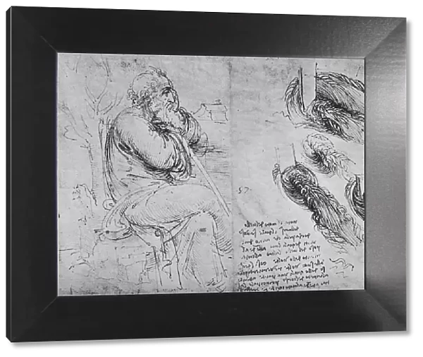 Studies of a Old Man Seated and of Swirling Water, c1480 (1945). Artist: Leonardo da Vinci