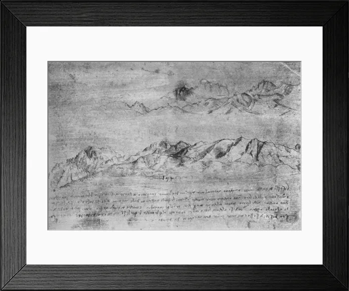 Framed Print : Studies of Mountain Ranges, c1480 (1945). Artist: Leonardo da Vinci Framed Print : Studies of Mountain Ranges, c1480 (1945). Artist: Leonardo da Vinci