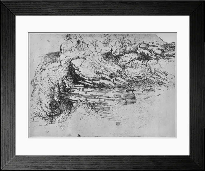 Framed Print : Study of Rock Formations, c1480 (1945). Artist: Leonardo da Vinci Framed Print : Study of Rock Formations, c1480 (1945). Artist: Leonardo da Vinci