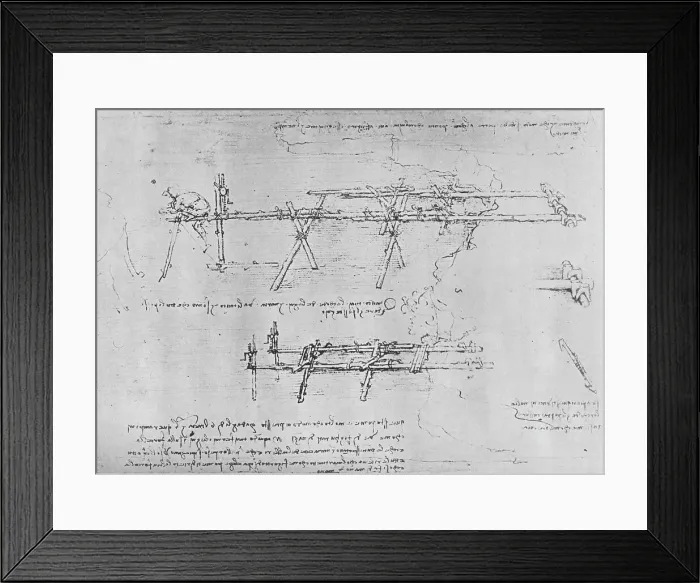 Framed Print : Method of Constructing a Trestle Bridge, c1480 (1945). Artist: Leonardo da Vinci Framed Print : Method of Constructing a Trestle Bridge, c1480 (1945). Artist: Leonardo da Vinci
