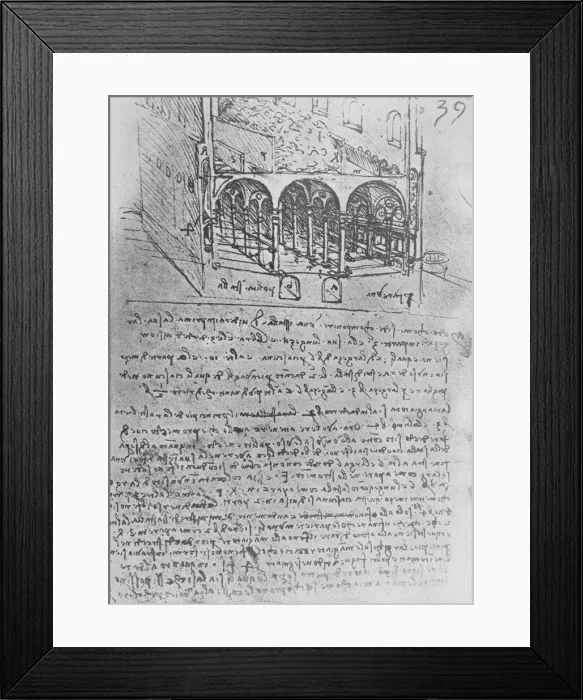 Framed Print : Sketch Design for a Stable, c1480 (1945). Artist: Leonardo da Vinci Framed Print : Sketch Design for a Stable, c1480 (1945). Artist: Leonardo da Vinci