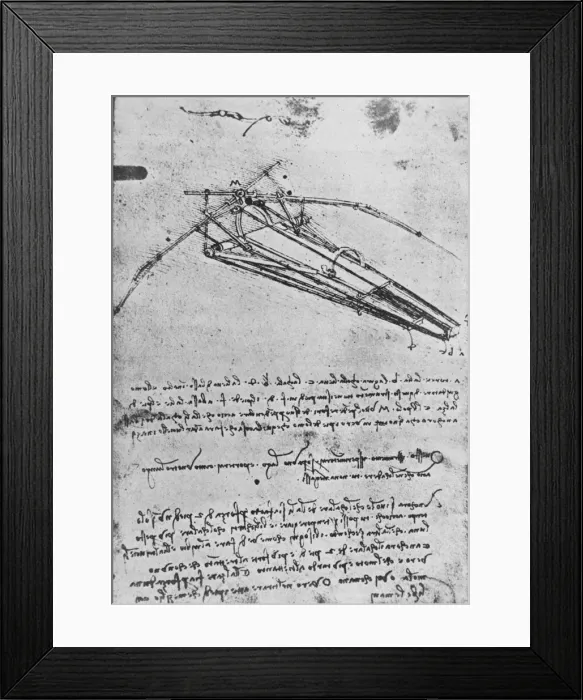 Framed Print : Drawing of a Flying Machine, c1480 (1945). Artist: Leonardo da Vinci Framed Print : Drawing of a Flying Machine, c1480 (1945). Artist: Leonardo da Vinci