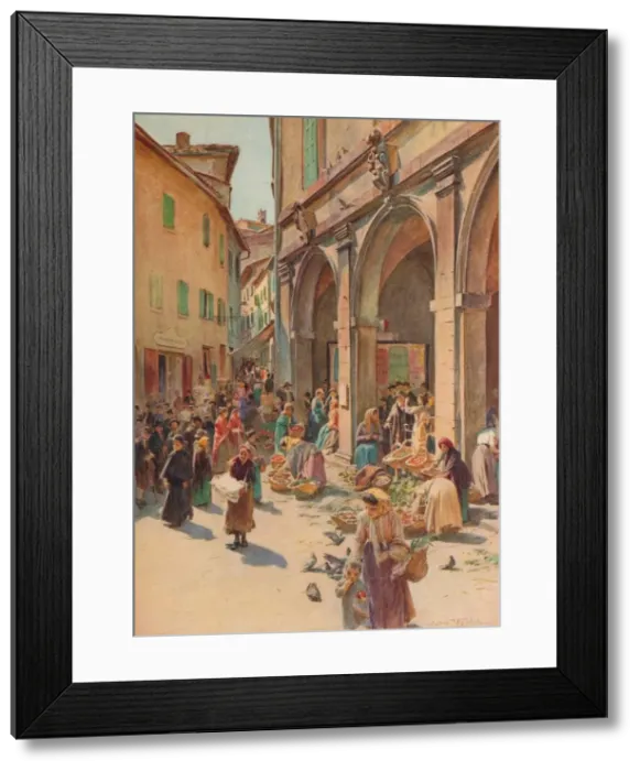Framed Print : The Market at Montepulciano, c1900 (1913). Artist: Walter Frederick Roofe Tyndale Framed Print : The Market at Montepulciano, c1900 (1913). Artist: Walter Frederick Roofe Tyndale