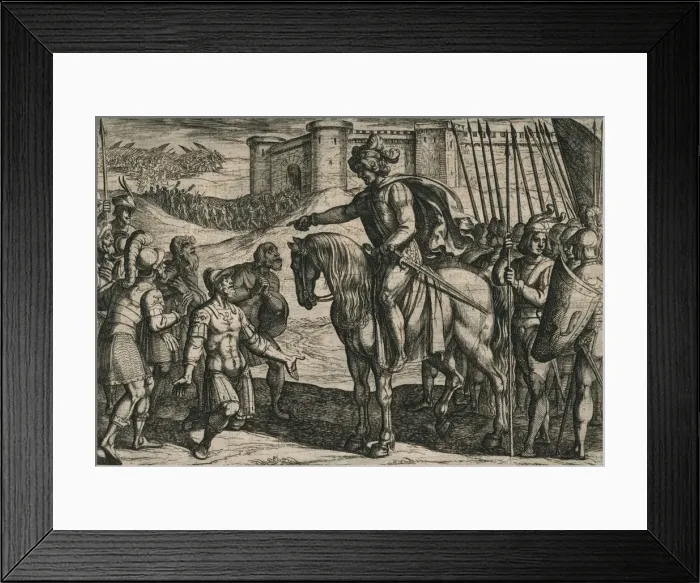 Framed Print : Die vanit Oudt legher door hongher ende noodt gheuen hen op, ende bidden lyfs ghenade... 1612. Artist: Antonio Tempesta Framed Print : Die vanit Oudt legher door hongher ende noodt gheuen hen op, ende bidden lyfs ghenade... 1612. Artist: Antonio Tempesta