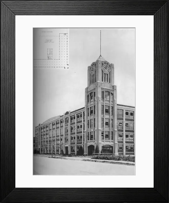 Framed Print : Detail of tower and typical floor plan, AM Creighton Building, Lynn, Massachusetts, 1923 Framed Print : Detail of tower and typical floor plan, AM Creighton Building, Lynn, Massachusetts, 1923