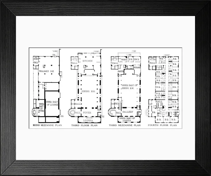 Framed Print : Floor plans, University Club Building, Los Angeles, California, 1923 Framed Print : Floor plans, University Club Building, Los Angeles, California, 1923
