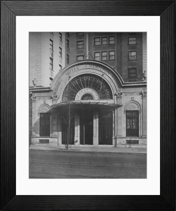 Framed Print : Detail of entrance, Hotel Hamilton, Washington DC, 1923