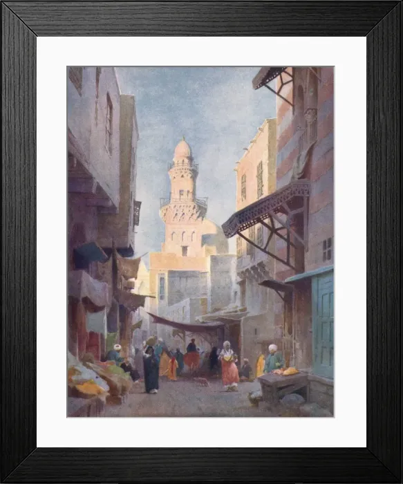 Framed Print : The Gamalieh and Mosque of the Sultan Babs, Cairo, c1880, (1904). Artist: Robert George Talbot Kelly