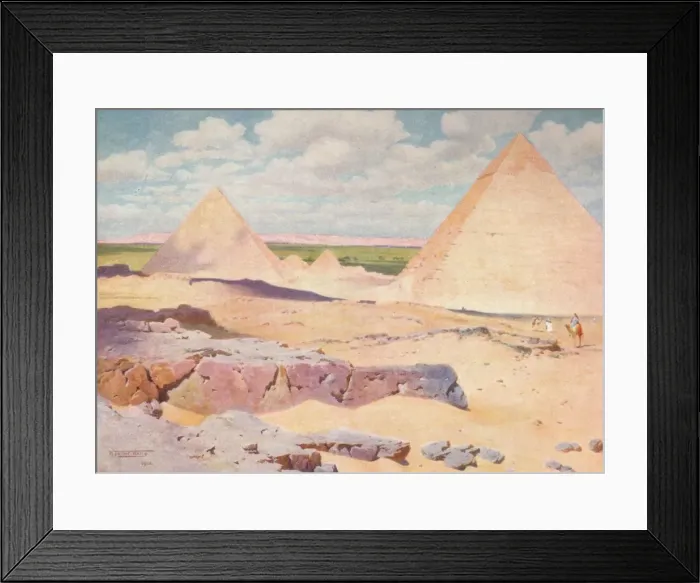 Framed Print : The Pyramids of Gizeh from the Desert, c1880, (1904). Artist: Robert George Talbot Kelly Framed Print : The Pyramids of Gizeh from the Desert, c1880, (1904). Artist: Robert George Talbot Kelly