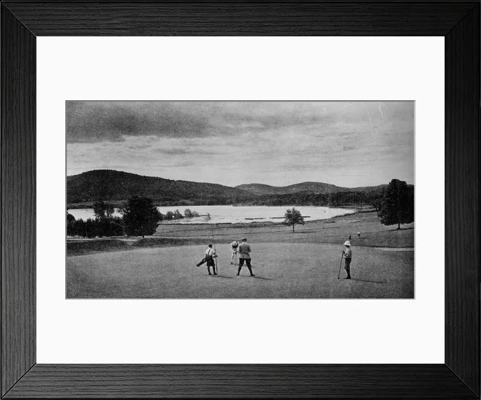 Framed Print : 2nd green on Leatherstocking Golf Course at Coopertown, New York, 1925