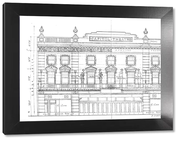 Detail drawing, front elevation, Capitol Theatre, Chicago, Illinois, 1925