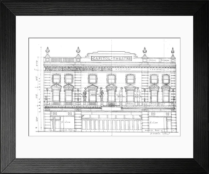 Framed Print : Detail drawing, front elevation, Capitol Theatre, Chicago, Illinois, 1925 Framed Print : Detail drawing, front elevation, Capitol Theatre, Chicago, Illinois, 1925