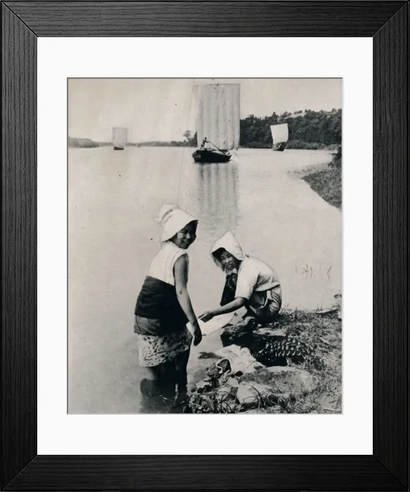 Framed Print : A laundry on the rivers brim, c1900, (1921). Artist: Julian Leonard Street Framed Print : A laundry on the rivers brim, c1900, (1921). Artist: Julian Leonard Street