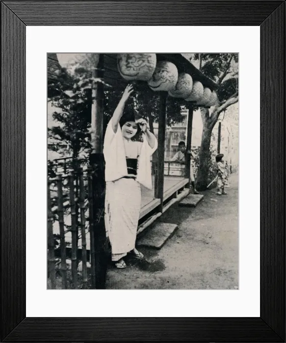 Framed Print : Sweet natured smile of tea-house maid, called nesan - elder sister, c1900, (1921). Artist: Julian Leonard Street Framed Print : Sweet natured smile of tea-house maid, called nesan - elder sister, c1900, (1921). Artist: Julian Leonard Street