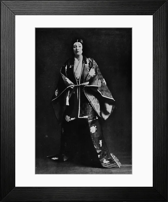 Framed Print : Mrs. Charles Burnett in a 15th-Century Japanese Court costume. Mrs. Burnetts poems written in Japa Artist: Julian Leonard Street Framed Print : Mrs. Charles Burnett in a 15th-Century Japanese Court costume. Mrs. Burnetts poems written in Japa Artist: Julian Leonard Street