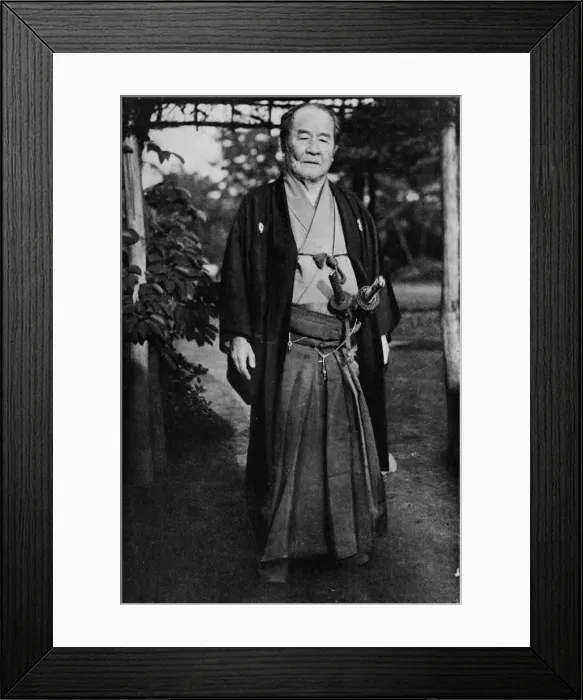 Framed Print : Viscount Shibusawa, (1840-1931) wearing his samurai swords, c1900, (1921). Artist: Julian Leonard Street Framed Print : Viscount Shibusawa, (1840-1931) wearing his samurai swords, c1900, (1921). Artist: Julian Leonard Street