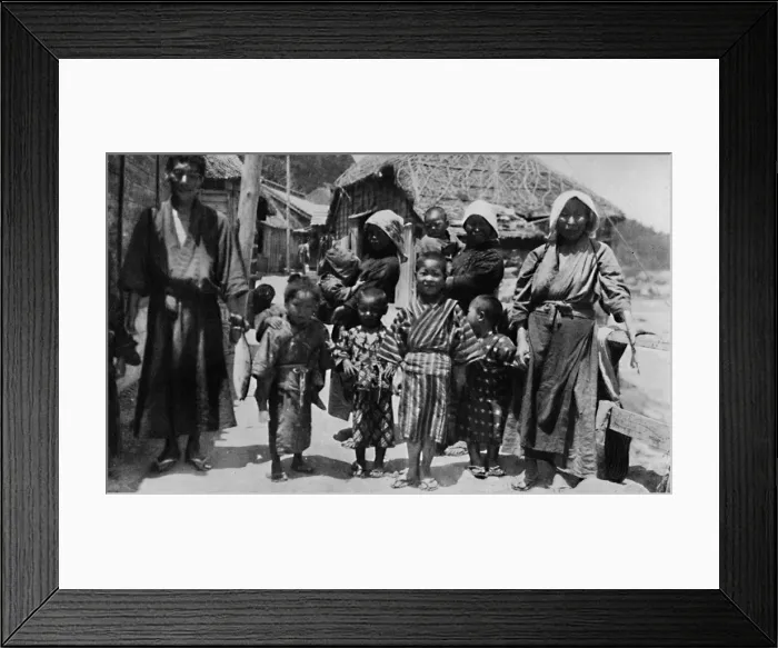 Framed Print : Large family of young fisherman at Nabuto, with nine children, c1900, (1921). Artist: Julian Leonard Street Framed Print : Large family of young fisherman at Nabuto, with nine children, c1900, (1921). Artist: Julian Leonard Street