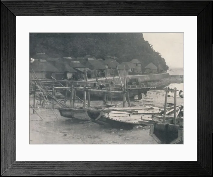 Framed Print : Tai-no-ura - Tiny houses on a margin of sand with fishing boats, c1900, (1921). Artist: Julian Leonard Street Framed Print : Tai-no-ura - Tiny houses on a margin of sand with fishing boats, c1900, (1921). Artist: Julian Leonard Street