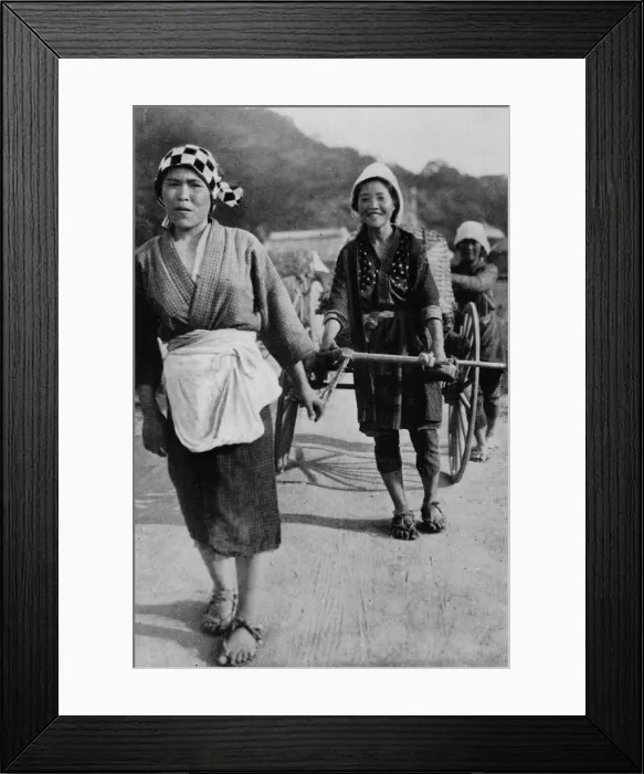 Framed Print : Three generations of women moving a cart with grandmother at the rear, pushing, c1900, (1921). Artist: Julian Leonard Street Framed Print : Three generations of women moving a cart with grandmother at the rear, pushing, c1900, (1921). Artist: Julian Leonard Street