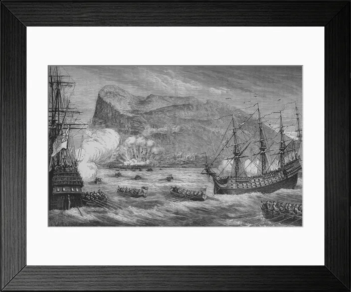 Framed Print : The Taking of Gibraltar, August 1704, (c1880) Framed Print : The Taking of Gibraltar, August 1704, (c1880)