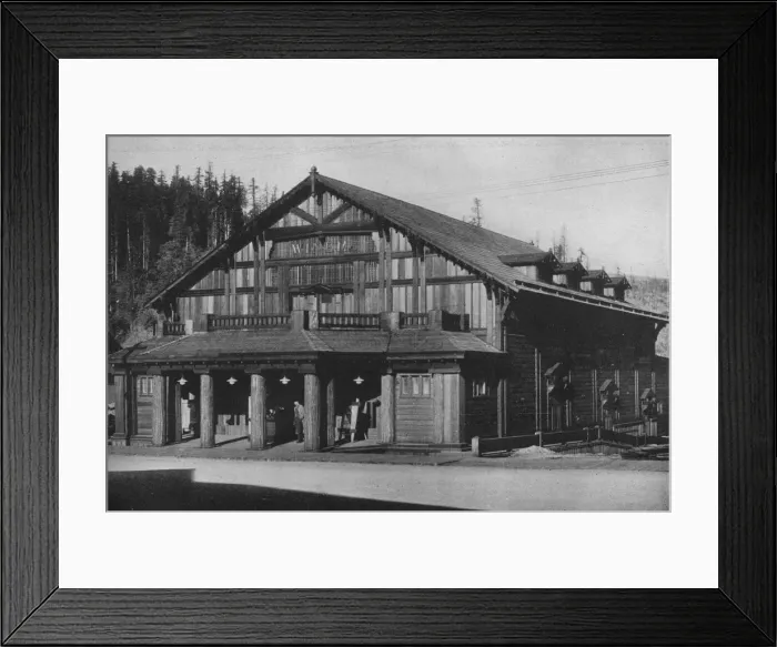 Framed Print : Tyrolean influence in the exterior design of the Winema Theater, Scotia, California, 1925 Framed Print : Tyrolean influence in the exterior design of the Winema Theater, Scotia, California, 1925