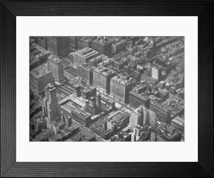 Framed Print : Aerial view of Grand Central District, New York City, showing the Shelton Hotel, 1926 Framed Print : Aerial view of Grand Central District, New York City, showing the Shelton Hotel, 1926